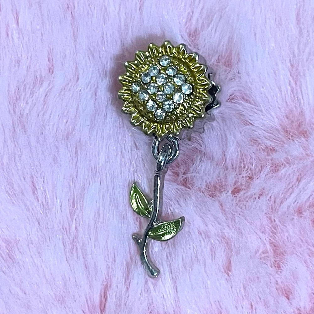 Crystal Sunflower Pave Charm - Not Pandora